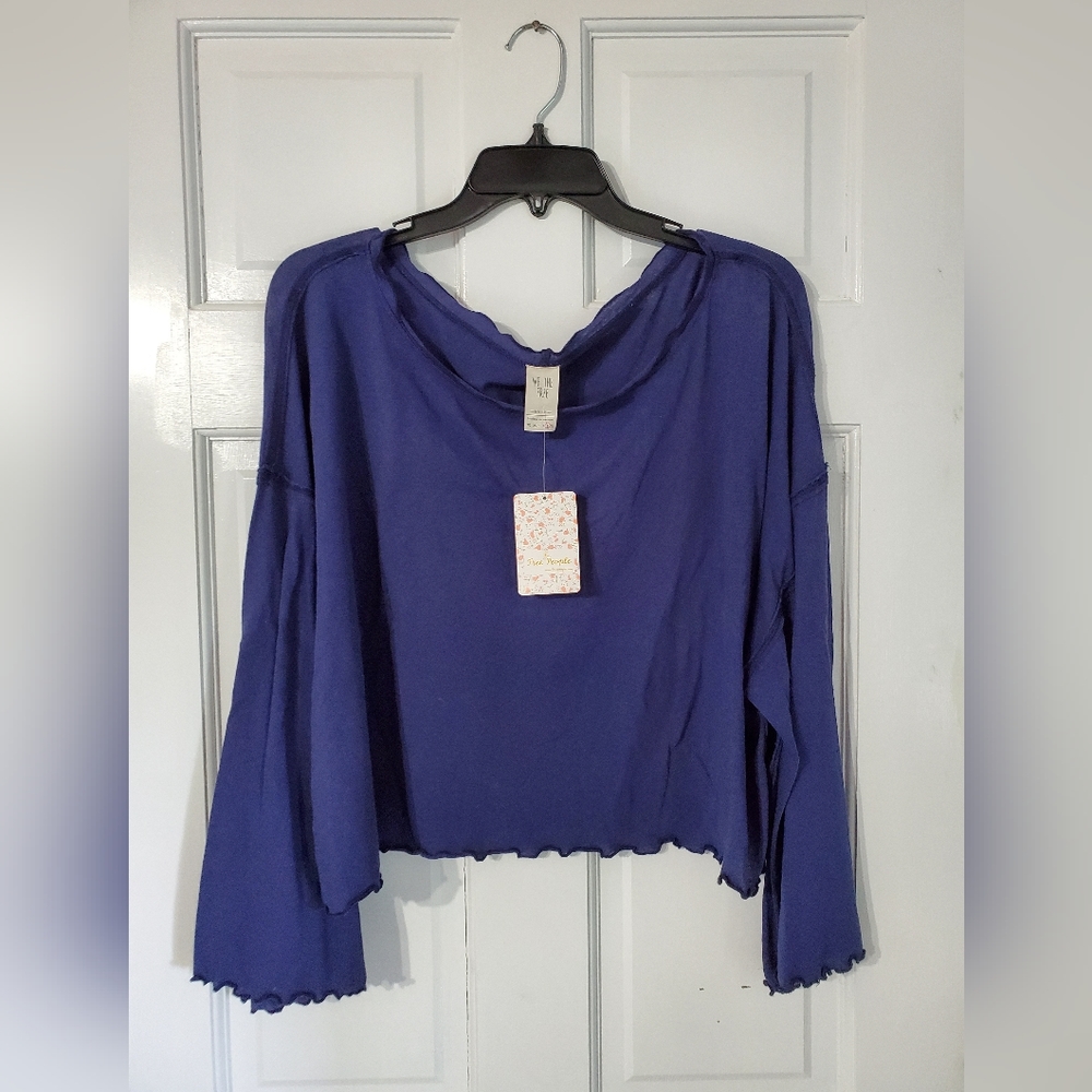 Free People Cropped Tee in Moonlit Surf - L - NWT